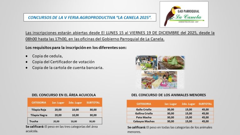 Participa en la V Feria Agroproductiva “La Canela 2025”
